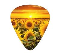 Plettri per chitarra Sunflower Field Stampato Ukulele Basso Elettrico Chitarre acustiche Sottile Medio Pesante Confezione da 12 (0,46/0,71/0,96 mm)