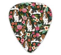 Plettri per chitarra Sweet Basset Hound e Vintage Florals Plettri per chitarra Premium 12 pezzi Plettri per ukulele inclusi 0,46 mm 0,71 mm 0,96 mm