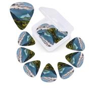 Plettri per chitarra Switzerland Alps, confezione da 12, con scatola organizer, 3 diversi spessori, inclusi plettri sottili, medi e pesanti.