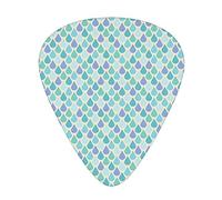 Plettri per chitarra Teal Droplets Rain Confezione da 12 Plettri per chitarra universali in ABS, immagine a tema pioggia con gocce d'acqua colorate Mondo le in astratto, per chitarra acustica ed
