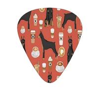 Plettri per chitarra, tessuto per cani Doberman Doberman Pinscher Rust Coffee per chitarra acustica, chitarra elettrica, basso, ukulele tre dimensioni (confezione da 12)