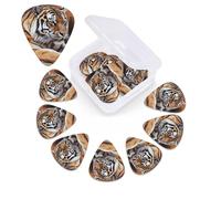 Plettri per chitarra Tiger Lying on Wood, confezione da 12, con scatola organizer, 3 diversi spessori, inclusi plettri sottili, medi e pesanti.