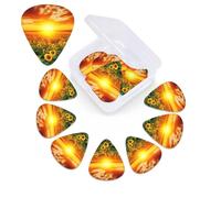 Plettri per chitarra "Tramonto da sogno su un campo di girasoli", confezione da 12, con scatola organizer, 3 diversi spessori, inclusi plettri sottili, medi e pesanti.