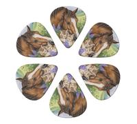 Plettri per chitarra Tranquil Horse And Cats In Meadow, confezione da 6, sottili, medi e pesanti, per chitarra acustica, elettrica, ukulele, basso, 0,96 mm