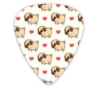 Plettri per chitarra Valentine 'S Day Pug Premium Plettri per chitarra 12 pezzi Plettri per ukulele inclusi 0,46 mm 0,71 mm 0,96 mm