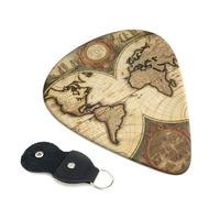 Plettri per chitarra vintage con stampa di mappa del mondo, confezione da 6 pezzi, con custodia organizer da 0,46, 0,71, 0,96 mm, plettri per chitarra, accessori per chitarra elettrica e acustica