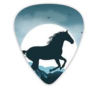 Plettri per chitarra Wild Horse Landscape Illustration Plettri per ukulele 12 pezzi inclusi 0,46 mm 0,71 mm 0,96 mm