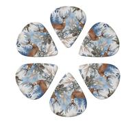 Plettri per chitarra Winter Wonderland Deer Pinecones, confezione da 6, sottili, medi e pesanti, per chitarra acustica, elettrica, ukulele, basso, 0,96 mm