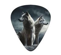 Plettri per chitarra Wolf At Night Print Confezione da 12 plettri per chitarra basso elettrico acustico Ukelele