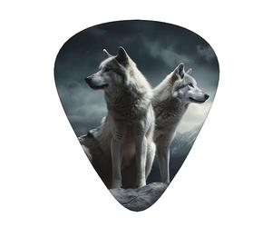 Plettri per chitarra Wolf At Night Stampa Ukulele Basso Chitarre acustiche elettriche Sottile Medio Pesante Confezione da 12 (0,46/0,71/0,96 mm)