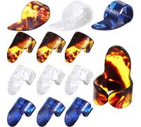 Plettri per pollice, medi, piatti, in celluloide, per chitarra, con custodia (12 pezzi, plettri per dita del pollice)