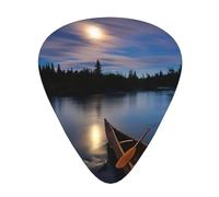 Plettri per ukulele, campionatore per chitarristi, 12 pezzi, per acustica, basso e chitarra elettrica, stampa canoa al chiaro di luna Allagash River