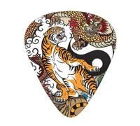 Plettri per ukulele, campionatore per chitarristi, 12 pezzi, per chitarra acustica, basso, chitarra elettrica, stampa drago e tigre