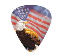 Plettri per ukulele, campionatore per chitarristi, 12 pezzi, per chitarra acustica, basso, chitarra elettrica, aquila con stampa bandiera USA