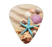 Plettri per ukulele, campionatore per chitarristi, 12 pezzi, per chitarra acustica, basso e chitarra elettrica, stampa con conchiglie sulla spiaggia