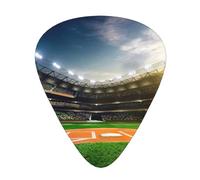 Plettri per ukulele, campionatori per chitarristi, 12 pezzi, per acustica, basso e chitarra elettrica, stampa verde con sfondo campo da baseball
