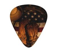 Plettri per ukulele, chitarristi Sampler, 12 pezzi, per acustica, basso e chitarra elettrica, bandiera americana con stampa stivali da cowboy