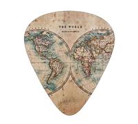 Plettri per ukulele, chitarristi Sampler, 12 pezzi, per acustica, basso e chitarra elettrica, stampa con mappa del mondo macchiata