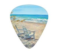 Plettri per ukulele, chitarristi Sampler, 12 pezzi, per chitarra acustica, basso e chitarra elettrica, scena da spiaggia con stampa di sedie