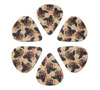 Plettri Premium 351 Shape, confezione da 6, a forma di cavallo selvaggio nero, per chitarra elettrica, basso e acustica, qualità professionale, 0,46-0,96 mm