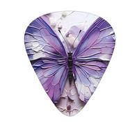Plettri viola per chitarra a forma di farfalla con pittura a olio di dimensioni sottili, medie e spesse, set da 12 pezzi, adatti per chitarra elettrica e vari strumenti