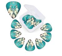Plettro bianco con stampa di piume acchiappasogni per chitarra, confezione da 12, con custodia per plettro, plettri per chitarra, 0,46 mm, 0,96 mm, 0,71 mm, accessori per chitarra per basso, chitarra