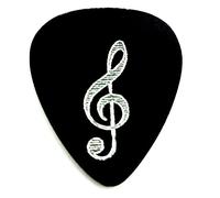 Plettro Chitarra Alluminio Anodizzato Nero con Clave Sol