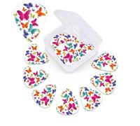 Plettro colorato con stampa a farfalla, confezione da 12 pezzi, con custodia per plettro, plettri per chitarra, 0,46 mm, 0,96 mm, 0,71 mm, accessori per chitarra per basso, chitarre acustiche