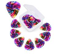 Plettro colorato con stampa tie dye, confezione da 12 pezzi, con custodia per plettro, plettri per chitarra, 0,46 mm, 0,96 mm, 0,71 mm, accessori per chitarra per basso, chitarre acustiche elettriche