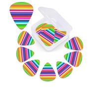 Plettro per chitarra colorato con stampa a strisce messicane, confezione da 12, con custodia per plettro, plettri per chitarra, 0,46 mm, 0,96 mm, 0,71 mm, accessori per chitarra per basso, chitarre