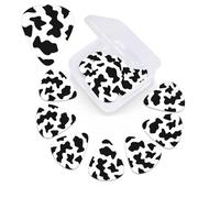 Plettro per chitarra con stampa a pois di mucca, confezione da 12 pezzi, con custodia per plettro, 0,46 mm, 0,96 mm, 0,71 mm, accessori per chitarra per basso, chitarre acustiche elettriche e ukulele