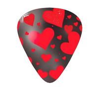 Plettro per chitarra con stampa di cuori rossi e fuochi d'artificio, unisex, accessori triangolari per strumenti (12 pezzi su un lato)