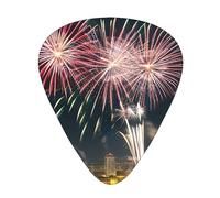 Plettro per chitarra con stampa di fuochi d'artificio per uomini e donne, accessori per strumenti triangolari (12 pezzi su un lato)