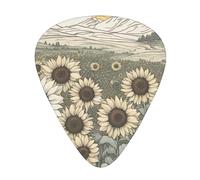 Plettro per chitarra con stampa di girasoli e camomilla, per uomini e donne, accessori per strumenti triangolari (12 pezzi su un lato)
