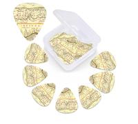Plettro per chitarra con stampa di mappa incisa a mano, confezione da 12 pezzi, con custodia per plettro, plettri per chitarra, 0,46 mm, 0,96 mm, 0,71 mm, accessori per chitarra per basso, chitarre