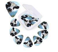 Plettro per chitarra con stampa di mucca, confezione da 12 pezzi, con custodia per plettro, 0,46 mm, 0,96 mm, 0,71 mm, accessori per chitarra per basso, chitarre acustiche elettriche e ukulele