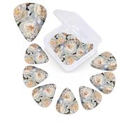 Plettro per chitarra con stampa di peonie bianche, confezione da 12, con custodia per plettro, 0,46 mm, 0,96 mm, 0,71 mm, accessori per chitarra per basso, chitarre acustiche elettriche e ukulele