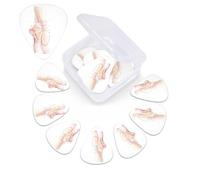 Plettro per chitarra con stampa di scarpe da balletto, confezione da 12 pezzi, con custodia per plettro, 0,46 mm, 0,96 mm, 0,71 mm, accessori per chitarra per basso, chitarre acustiche elettriche e