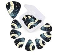 Plettro per chitarra con stampa di stelle, confezione da 12 pezzi, con custodia per plettro, plettri per chitarra, 0,46 mm, 0,96 mm, 0,71 mm, accessori per chitarra per basso, chitarre acustiche
