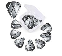 Plettro per chitarra con stampa geometrica argentata, confezione da 12 pezzi, con custodia per plettro, plettri per chitarra, 0,46 mm, 0,96 mm, 0,71 mm, accessori per chitarra per basso, chitarre