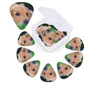 Plettro per chitarra con stampa Golden Retriever, confezione da 12, con custodia per plettro, 0,46 mm, 0,96 mm, 0,71 mm, accessori per chitarra per basso, chitarre acustiche elettriche e ukulele