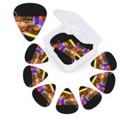 Plettro per chitarra con stampa notturna di Las Vegas, confezione da 12, con custodia per plettro, plettri per chitarra, 0,46 mm, 0,96 mm, 0,71 mm, accessori per chitarra per basso, chitarre acustiche