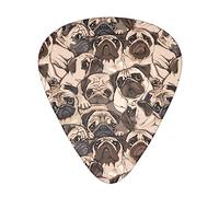Plettro per chitarra con stampa Puppy Pug Dogs Plettri per chitarra di lusso con diverse dimensioni contengono calibri sottili, medi e spessi per chitarra acustica ed elettrica