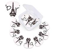 Plettro per chitarra con stampa Torre Eiffel Love Paris, confezione da 12 pezzi, con custodia per plettro, plettri per chitarra, 0,46 mm, 0,96 mm, 0,71 mm, accessori per chitarra per basso, chitarre