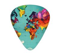 Plettro per chitarra eccezionale con mappa del mondo, stampa su un lato, plettro in materiale ABS, spessore diverso per un'esperienza musicale diversa, ideale per chitarre e ukulele, plettro per