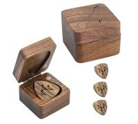 Plettro per chitarra in legno con stampa di lettere per plettri per chitarra, custodia per 3 plettri per chitarra con plettri, in legno