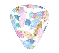 Plettro per chitarra piuma ad acquerello 12 plettri per bassi durevoli moda in una scatola per ukulele chitarra elettrica basso