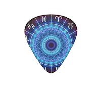 Plettro per chitarra psichedelico Magic Circle Zodiacs Sign Black Guitar Plettro per chitarra elettrica per gli amanti della chitarra acustica regalo 12 pezzi con scatola