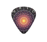 Plettro per chitarra psichedelico Magic Circle Zodiacs Sign White Guitar Plettro per chitarra elettrica per gli amanti della chitarra acustica, confezione da 12 pezzi con scatola