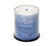 PlexDisc CD-R 631-315-BX - Disco multimediale registrabile con mozzo a getto d'inchiostro argento da 700 MB, confezione da 100 pezzi